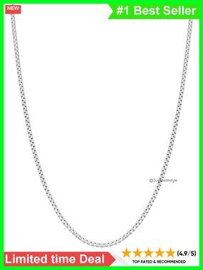 Italian 925 Sterling Silver 2mm Round Box Chain Necklace